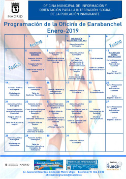 Programación de enero 2019 en la Oficinas Municipales