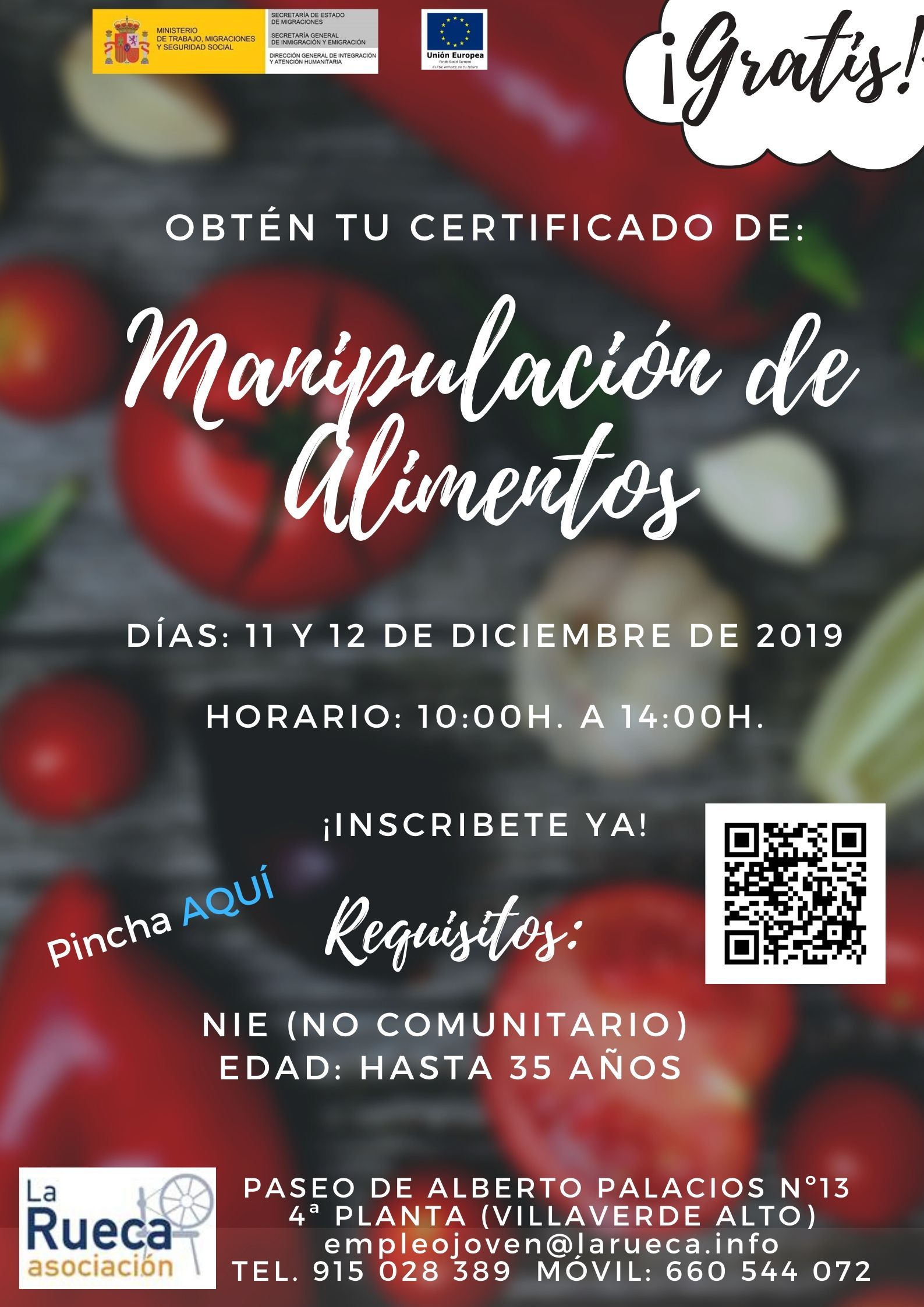 Certificado de manipulación de alimentos gratis