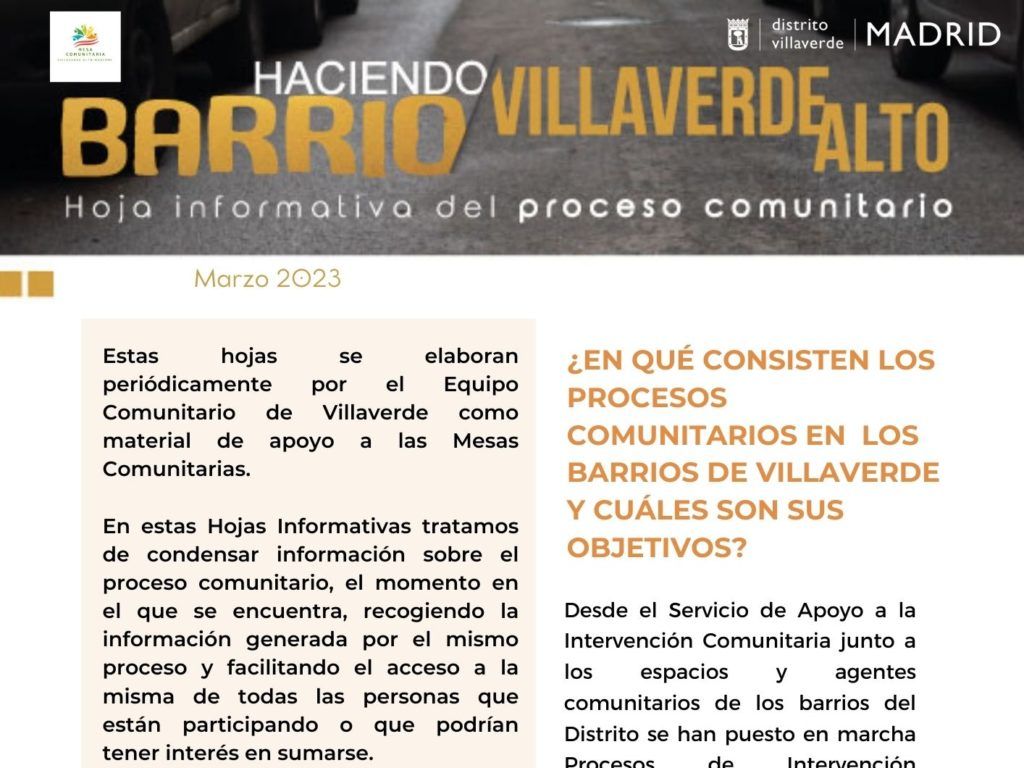 Portada Hoja Informativa del Proceso Comunitario